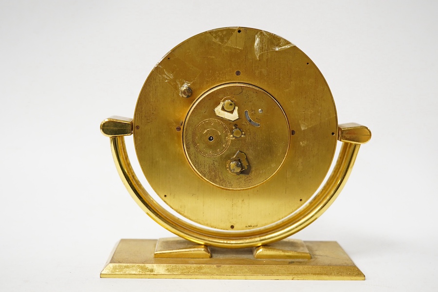 Tiffany and Co gilt metal ‘world’ alarm clock,15.5cm high. Condition - wear to lacquered finish, clock untested if working.